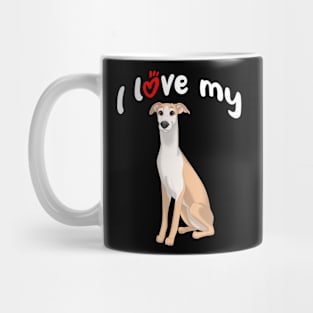 I Love My Fawn & White Whippet Dog Mug